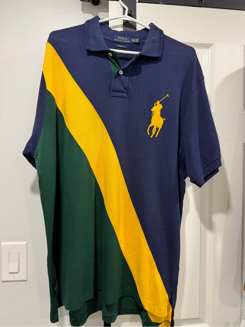 Polo by Ralph Lauren Navy, Green & Yellow Diagonal Stripe Polo